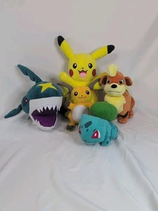 Pokemon Plush 5pc Set - Pikachu, Raichu, Bulbasaur, Growlith & Sharpedo (Used) - Bild 1 von 1