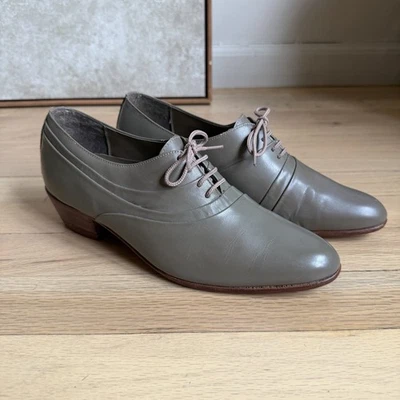 Vintage 1950s DISTINO Womens Leather Heeled Lace Up Oxfords Shoes US 6.5 - Image 1 of 4