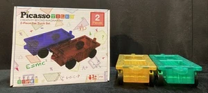 Picasso Tiles Building Set 4-Piece Car Truck Set Red Blue Yellow Green - Picture 1 of 9