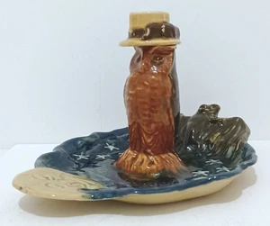 Pretty/Old Majolica Extremely RARE Owl, Bat and Full Moon Candlestick Holder - Picture 1 of 11