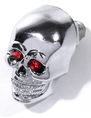 Totenkopf Skull Schraube Kennzeichen Metall Chrom Rot klein Chopper Custom 25mm - Bild 1 von 3