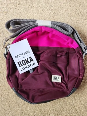 ROKA SMALL PADDINGTON CROSSBODY BODY BAG RECYCLED NYLON PLUM AND CANDY  - Image 1 of 3