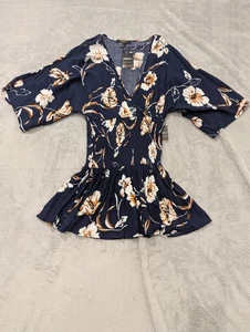 Forever 21 Floral Surplice Dress Short Sleeve Size Small New With Tags - Picture 1 of 10