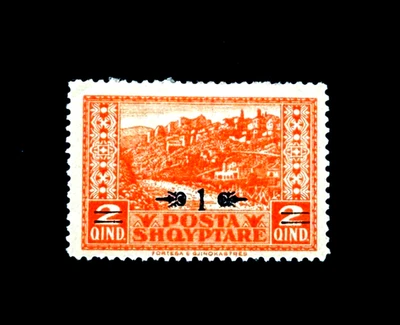 Selo ALBÂNIA - 1924 Gjirokaster City Building View Sn 163 sobreimpressão MHR r27 - Imagem 1 de 2