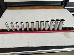Snap-On 8-19mm 3/8 Drive 6 Point 12 Pc Deep Metric Socket Set USA - Picture 1 of 8