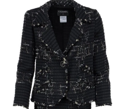 CHANEL Tweed Chaqueta y Vestido Traje Talla 42 Foto 1 de 4