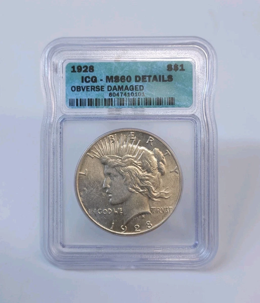 Silver MS 60 Graded 1928 Year Peace Dollars (1921-1935) for sale