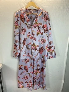 Conjunto de pijama de satén floral púrpura de 2 piezas Victoria’s Secret para mujer XL Top y pantalones - Imagen 1 de 14