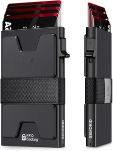 Schlanke Aluminium Kartenetui Geldbörse für Männer, robuste erweiterbare Backplate, RFID Blo - Bild 1 von 11