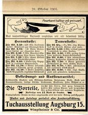 Tuchausstellung Augsburg Wimpfheimer & Cie Klassische Annonce 1905