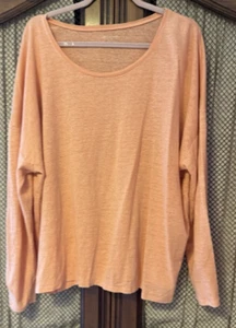 Camiseta Eileen Fisher Melocotón 100% Lino Manga Larga XL - Imagen 1 de 9