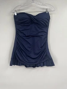 Sonnet shore Swimwear Navy Blue Ruched Ruffle One Piece Swimsuit NWT Sz 10 - Picture 1 of 8
