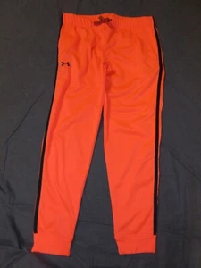 Girls UNDER ARMOUR Neon/Bright Pink Joggers Pants - Sz Youtth Large - Black Trim - Picture 1 of 2