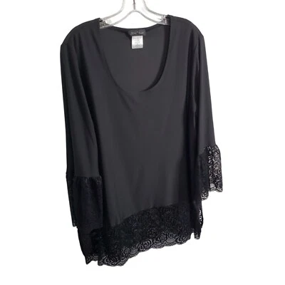 Top túnica pequeña marca Slinky talla XL mangas campana encaje ribete bruja capricho Foto 1 de 4