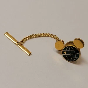 Vintage Walt Disney World Epcot Mickey Green Enamel Gold Tone Tie Tack Pin - Picture 1 of 5