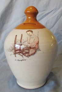 Vtg Clay Money Box Piggy Bank, Chair-Maker Art, Signed U Mpaglia, Italy, 8.5" - Picture 1 of 6