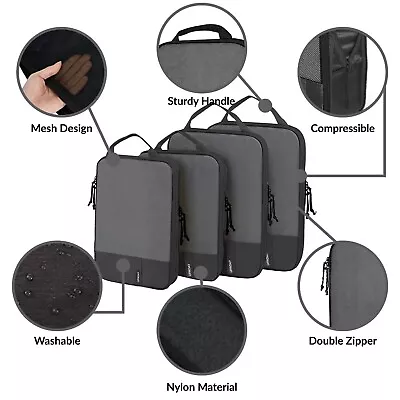 UPADAY Compression Packing Cube Set of 4 Travel Cube For Suitcase-Nylon/ Mesh - Image 1 of 4
