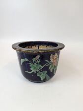 19th chinese painted planter with writing shiwan ware