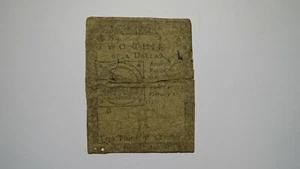 $2/3 1776 Continental Colonial Currency Note Bill Half Dollar Philadelphia PA - Picture 1 of 2