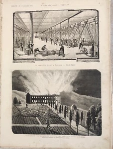 1875 INCISIONE INCENDIO LANIFICIO ROSSI PIOVENE Originale  - Foto 1 di 1