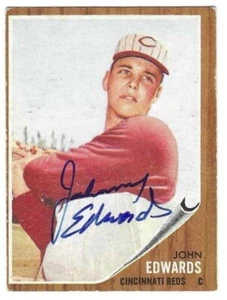 1962 Topps #302 Johnny Edwards Cincinnati Reds signierte Karte mit Coa - Bild 1 von 1