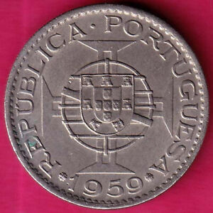 PORTUGUESE INDIA GOA 6 ESCUDO 1959 RARE COIN#KA19