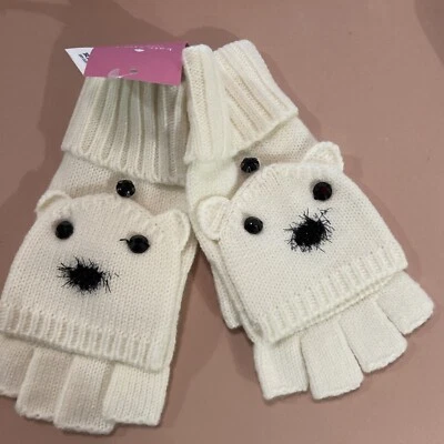 Kate Spade Gloves Polar Bear Pop Top Gloves Fingerless Mittens Merino Wool - Image 1 of 4
