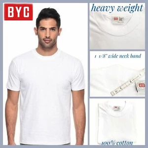 BYC 3 Pack Men 100% Premium Cotton Heavy Weight Crew Solid Short Sleeve T-Shirt - Picture 1 of 10