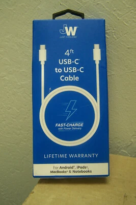 NEW Just Wireless JW 4ft Fast Charging USB-C To USB-C Cable - Image 1 of 2