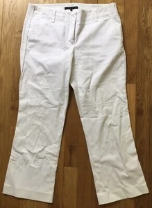 THEORY white ivory stretchy cotton cropped pants 6 small S - Picture 1 of 11