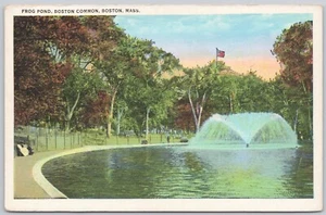 Boston Massachusetts Lino Postal Rana Estanque Boston Común - Imagen 1 de 2