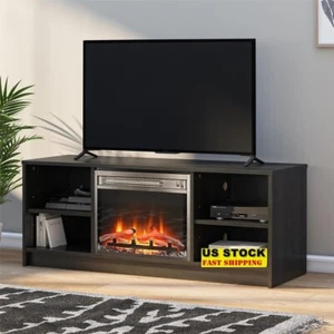 Electric Fireplace TV Stand 55 inch TVs W/ Adjustable Shelves & Wire Management - Picture 1 of 13