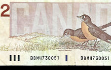 1986 Canada Banknotes $2 Dollars Big B Small B Prefix Thiessen Crow Paper Money