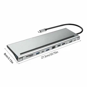 USB-C 12 in 1 Docking Station Multi Hub Adapter HDMI VGA For Type-C Laptop iMac - Picture 1 of 12