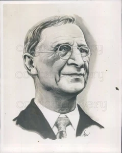 1951 Pressefoto Künstler Zeichnung Eamon De Valera von Irland - Bild 1 von 2