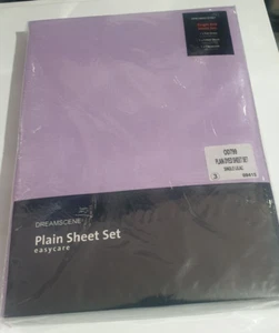 New Dreamscene Lilac Single Bedsheet Set - Fitted + Flat Sheet + 1 x Pillowcase - Picture 1 of 3