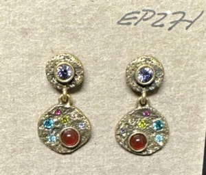 Patricia Locke Multicolored Crystal Gold Tone 1.25” Dangle Earrings 271 NWOT 09 - Picture 1 of 5