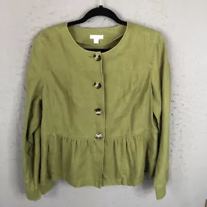 Charter Club Jacket Womens Large Lime Green 100% Linen Beach Y2K Babydoll Retro - Picture 1 of 16
