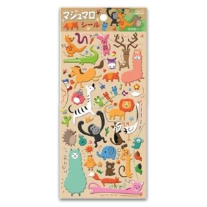 SÜSSE TIER AUFKLEBER Puffy Stickerbogen Basteln Kinder Sammelalbum Känguru Pferd NEU - Bild 1 von 4