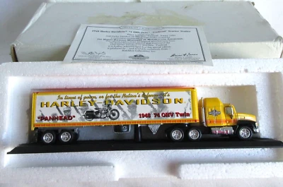 MIB MATCHBOX 1:87 HARLEY DAVIDSON 1948 PANHEAD MACK SEMI TRUCK TRAILER COA CCY05 - Image 1 of 4