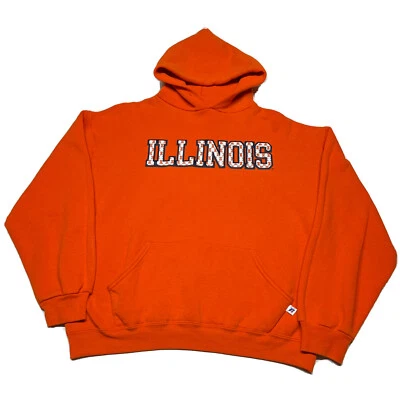 Vintage 90s Russell Athletic Sweatshirt Mens Medium Orange Illinois Streetwear - Image 1 of 4
