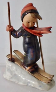 EDJ25 Vtg. Goebel Hummel #59 Skier Figurine TMK2 Full Bee Mark Wood Poles - Picture 1 of 10