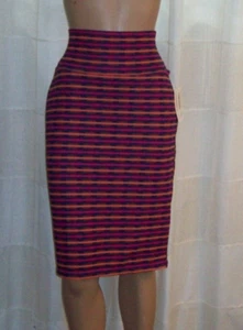 Size Large LuLaRoe Cassie pink, orange & blue elastic waist Skirt - Picture 1 of 3