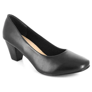 ZAPATOS DE CORTE DE MUJER SEÑORA CALCE MÁS ANCHO INFORMALES DE TRABAJO FORMAL TACONES BAJOS DE BLOQUE - Imagen 1 de 11