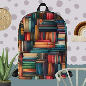 Book Shelves Retro Colorful Backpack - Picture 1 of 4