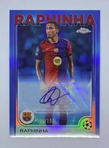 RAPHINHA 2024-25 Topps Chrome UEFA UCC Blue Refractor Auto #/150 Barcelona - Picture 1 of 2