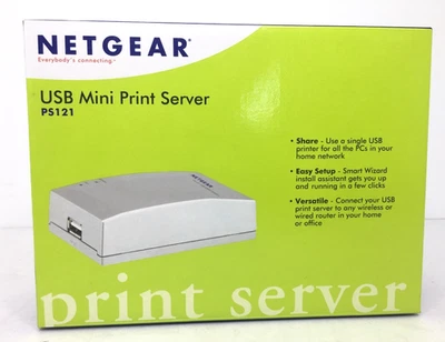 NETGEAR PS121 USB 2.0 Mini Print Server New In Box Connects Multi Routers - Image 1 of 4