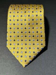 Eagle Shirtmakers Mens Yellow Blue Silk Jaquard Necktie Pre-owned  - Picture 1 of 7