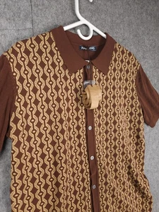 PJ Paul Jones camicia uomo M vintage maglia diamantata polo cardigan nuovo con etichetta Grandpacore - Foto 1 di 9