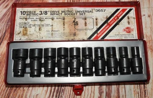 Sunex 3657 10pc 3/8" Drive Metric Impact Universal Swivel Socket Set Set - Picture 1 of 21